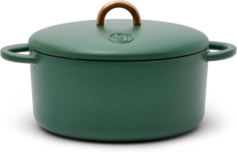 Great Jones Dutch Baby Dutch Oven with Lid (Salt, 3.5-Quart) | Enameled Cast Iron, Round Shape | Safe for Stovetops & Ovens up to 500°F | Space-Saving & Dishwasher-Friendly | Small-Batch Cooking