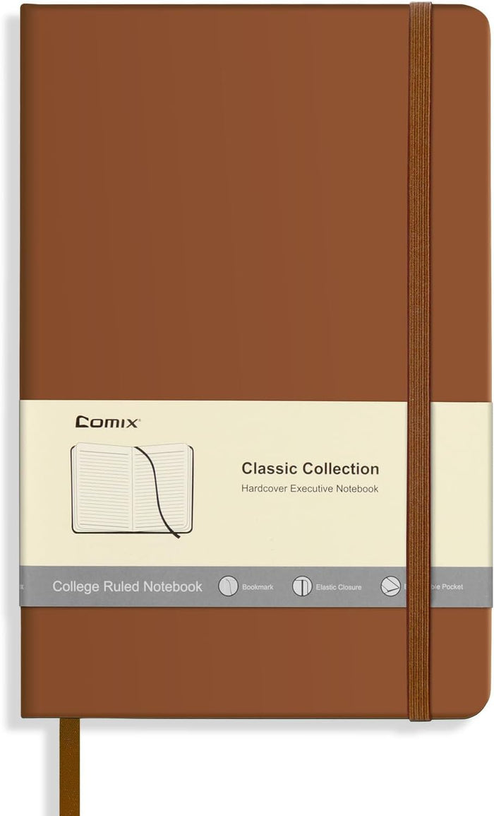 Comix 6 Pack Lined Journal Notebooks for Work, 240 Pages, 5.5"x8.3", Dark Green, Hardcover, A5 Medium College Ruled, Journaling Notebooks for Notes-taking, Fits for Office School Home