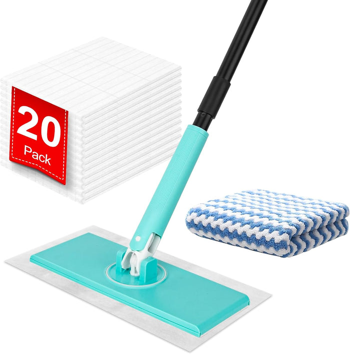 KeFanta Self-Wringing Twist Mop for Floor Cleaning, Long Handled Microfiber Floor Mop with Top Scouring Pad for Kitchen, Hardwood, Restaurant, Bathroom, Garages, Warehouses, Office,57-inch