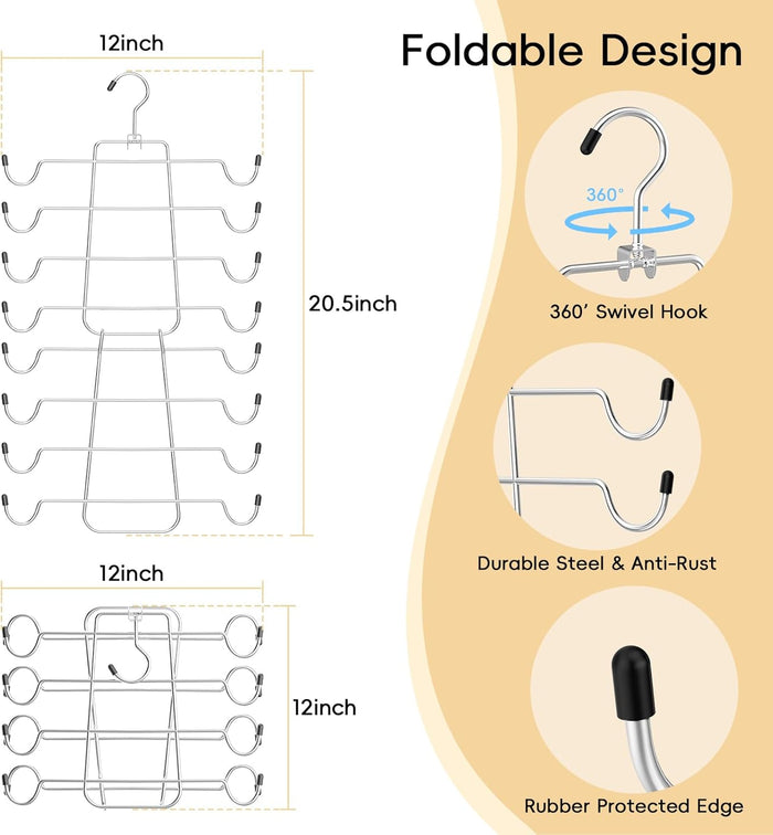 TomCare 2 Pack Tank Top Hanger and 2 Pack Leggings Organizers Space Saving Sport Bras Organizer Metal Yoga Pants Hangers with 20 Clips Hanging Closet Organizers and Storage for Hat Camisoles Shorts