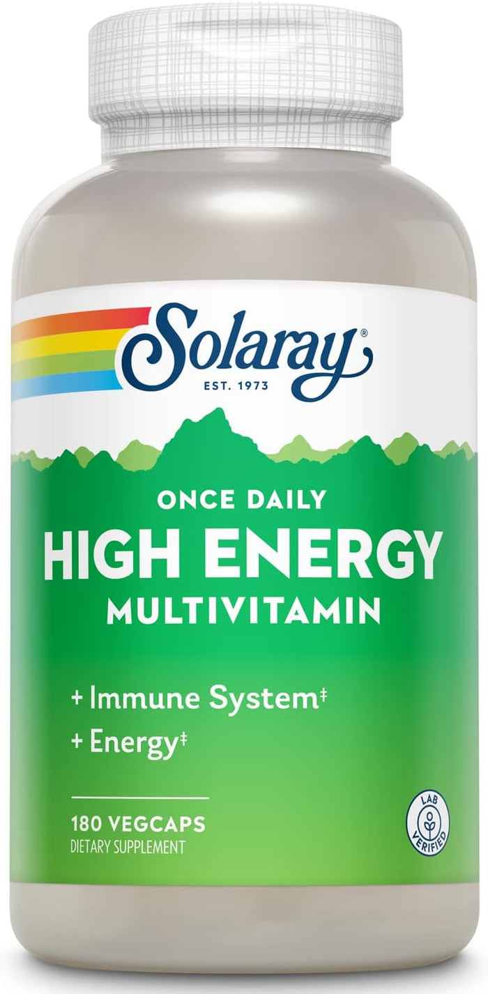 SOLARAY Once Daily High Energy Multivitamin for Women and Men - Energy Supplements - Immune Support w/Vitamin C, A, D and E, Vitamin B Complex, Trace Minerals, 60-Day Guarantee, 200 Serv, 200 VegCaps