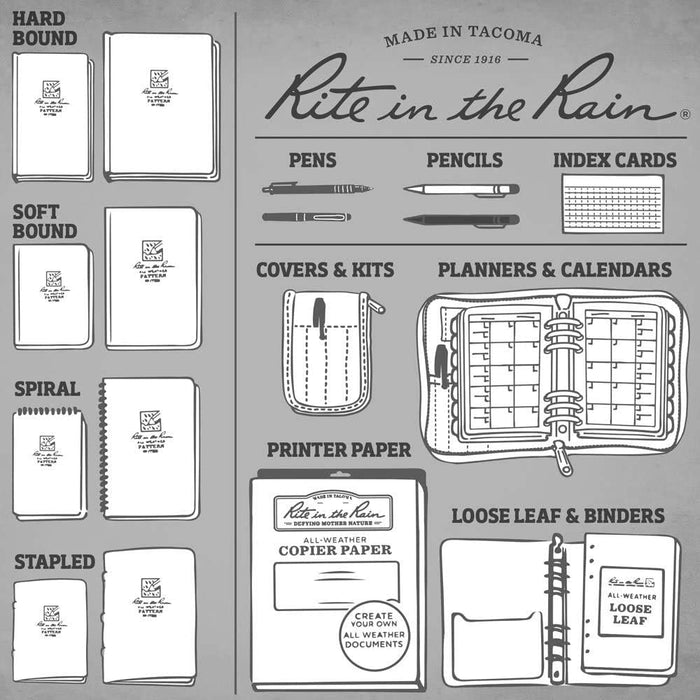 Rite in the Rain Weatherproof Legal Pad, 8.5" x 11", Gray Cover, Legal Pattern (No. LP785)