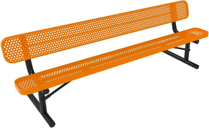 COATEDOUTDOORFURNITURE Heavy-Duty Portable Outdoor Bench Thermoplastic Coated, Punched Steel, Commercial-Grade Seating, Made in America (Portable Without Back, 8 Ft, Dark Blue)