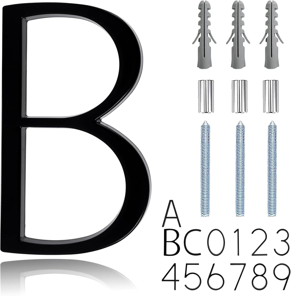 5" Floating Stainless Steel Address House Number, Modern Metal Anti-Rust House Numbers with Nail Kits for Door Garden Mailbox Decor Visibility Signage (3)