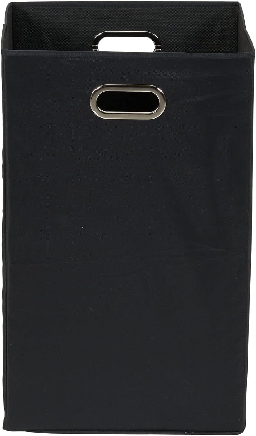 Household Essentials GEN Folding Laundry Hamper, Grommet Handles, Sturdy Fiberboard with Polyester Lining, Quick Set-Up, Squared Shape Saves Space, Black