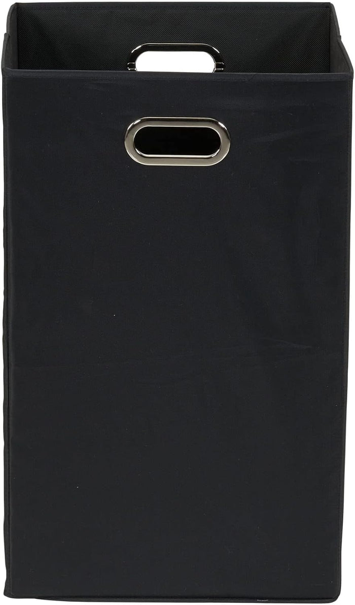 Household Essentials GEN Folding Laundry Hamper, Grommet Handles, Sturdy Fiberboard with Polyester Lining, Quick Set-Up, Squared Shape Saves Space, Black