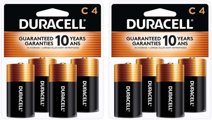 Duracell Coppertop C Batteries, 8 Count Pack, C Battery with Long-lasting Power, All-Purpose Alkaline C Battery for Household and Office Devices