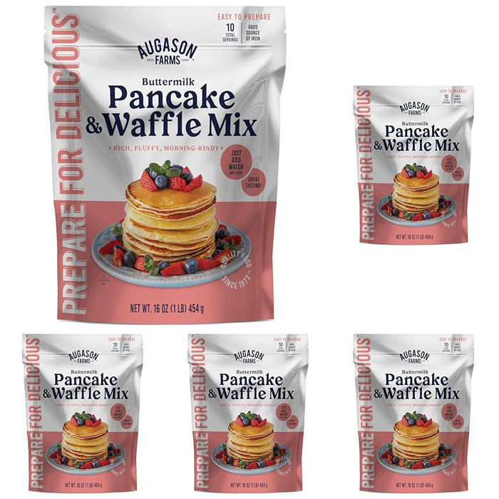 Augason Farms Buttermilk Pancake & Waffle Mix Resealable Pouch, Emergency Food Supply, Everyday Meals, 10 Servings