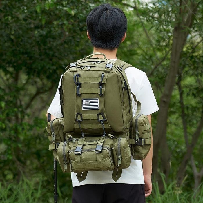 Large Military Tactical Backpack for Men, 40-50L Backpacks for Women, Bug out Bag Army 3 Days Pack Bags Rucksack with Molle System Green