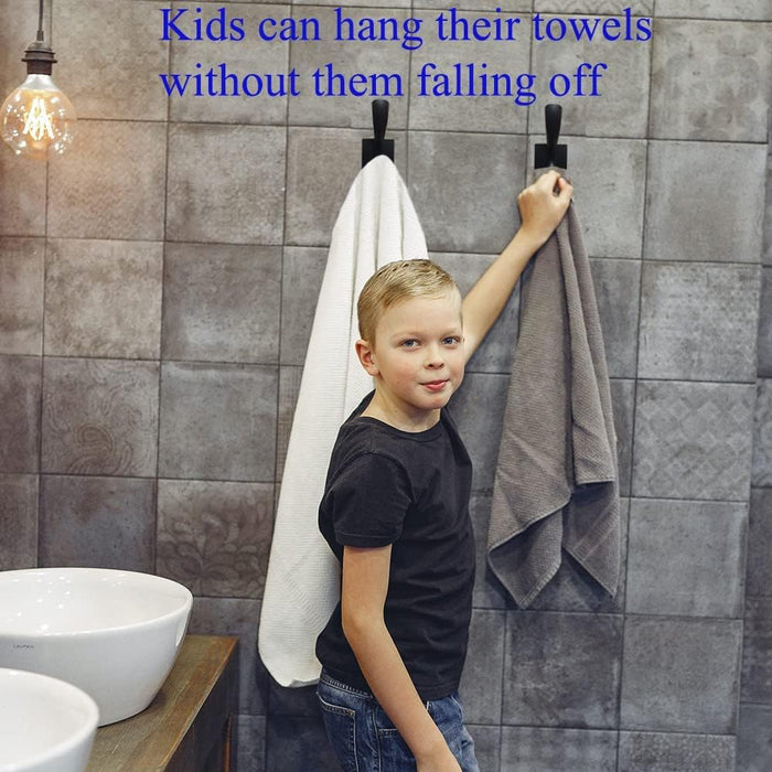 Black Coats Towels Hooks,Towel Robe Clothes Coat Hooks,Heavy Duty Wall Mount Hooks for Bath Bedroom Kitchen Pool Garage Hotel,2 Pack