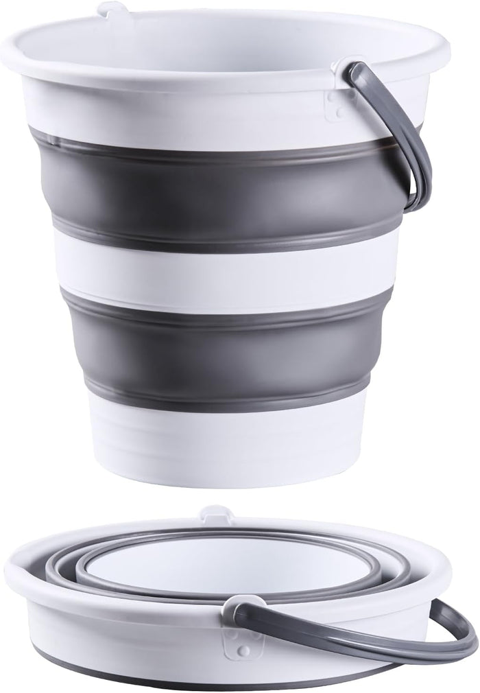 10L /2.6 Gal Large Collapsible Bucket with Handle - Portable Silicone Mop Bucket for Cleaning, Camping, Car Washing - Space-Saving for Outdoor, Fishing, Household – Pair of Silicone Gloves for Free