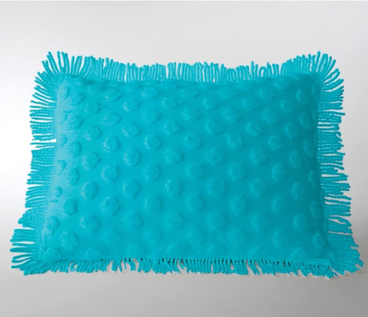Montgomery Ward Chenille Dot Standard Sham in Blue, 100% Cotton, Tufted Design, Luxurious Fringe Edge, Soft Decorative Pillow Cover (Blue, Standard)