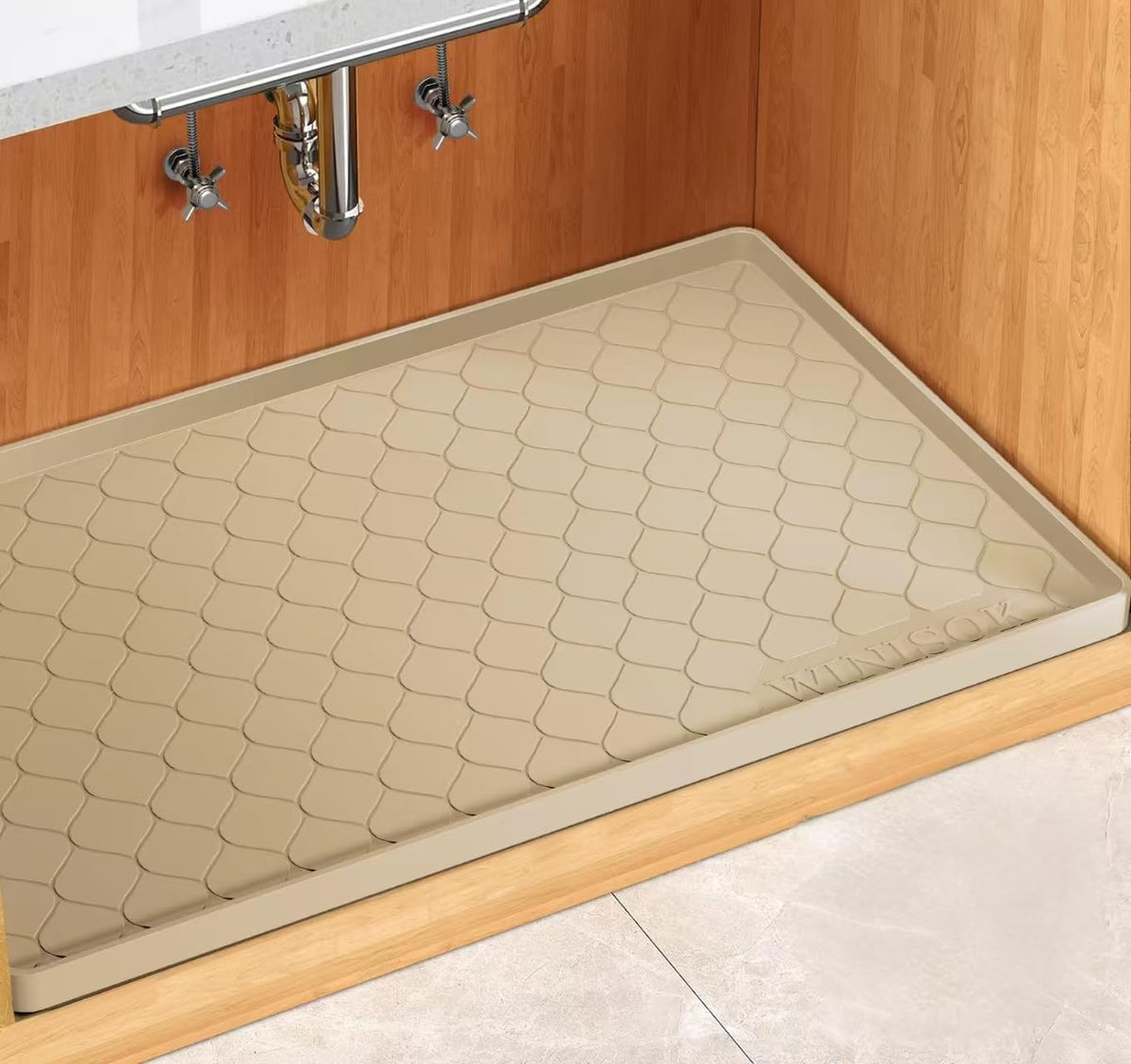Silicone Under Sink Mat 34" x 22", kitchen Essentials and Gadgets, Shelf liner and Cabinet Protector, Home Organizers and Storage, Waterproof Bathroom Tray