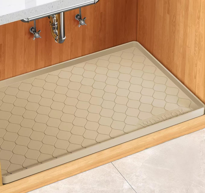 Silicone Under Sink Mat 34" x 22", kitchen Essentials and Gadgets, Shelf liner and Cabinet Protector, Home Organizers and Storage, Waterproof Bathroom Tray