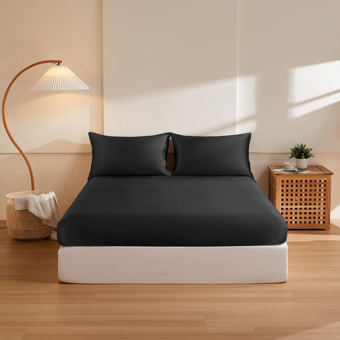 THXSILK 6A+ Top Grade 100% Pure Mulberry Silk Full Fitted Sheet 3Pcs Set Bed Sheets Luxury Bedding for Hair and Skin Healthy Natural Materials, 1 Fitted Sheet with 2 Pillowcases, Champagne