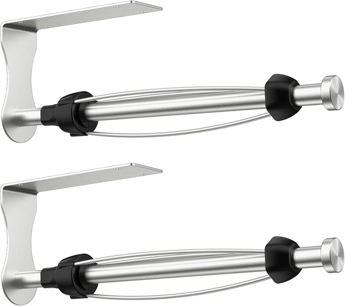 SetSail Paper Towel Holder, Single Hand Operable Paper Towel Holder Under Cabinet with Adjustable Damper, Easy Tear, Wall Mount, Self-Adhesive or Drilled for Kitchen Bathroom, Black