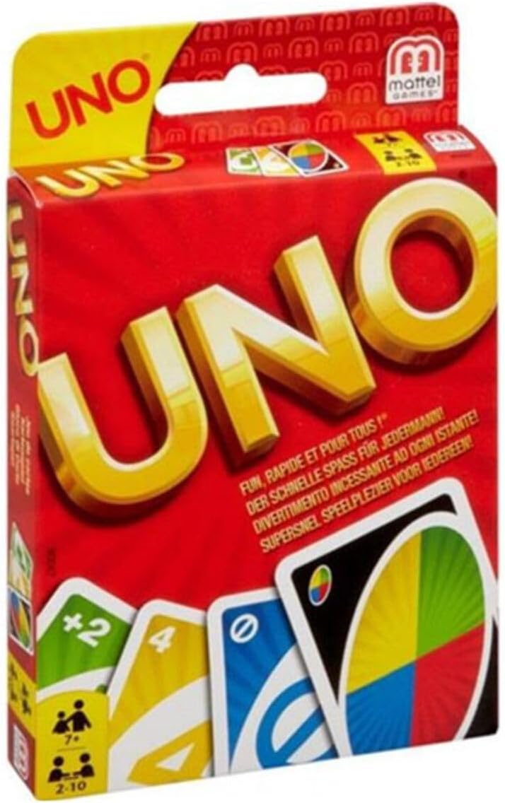 UNO - Classic Colour & Number Matching Card Game - 112 Cards - Customizable & Erasable Wild - Special Action Cards Included - Gift for Kids 7+, W2087