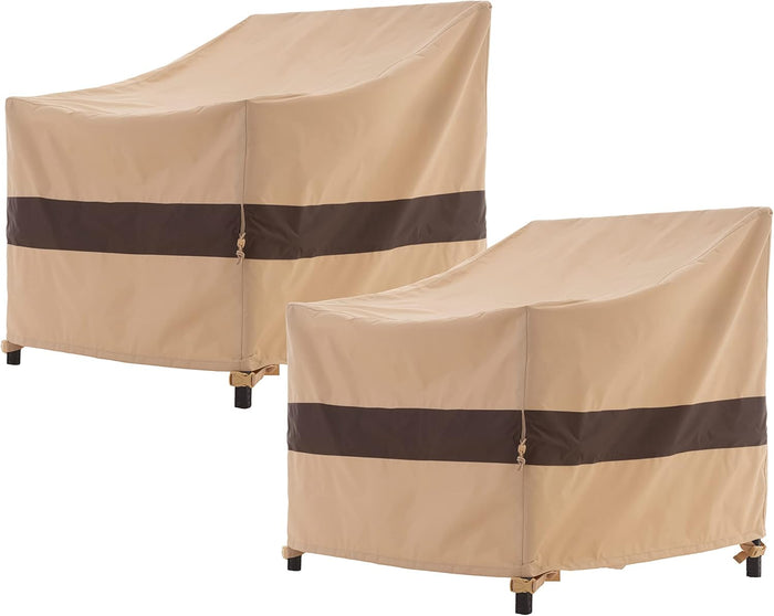 WJ-X3 Patio Chair Cover, Outdoor Lounge Cover, Heavy Duty, Waterproof Lawn Chair Covers, 29W x 30D x 36H, Beige, 2-Pack
