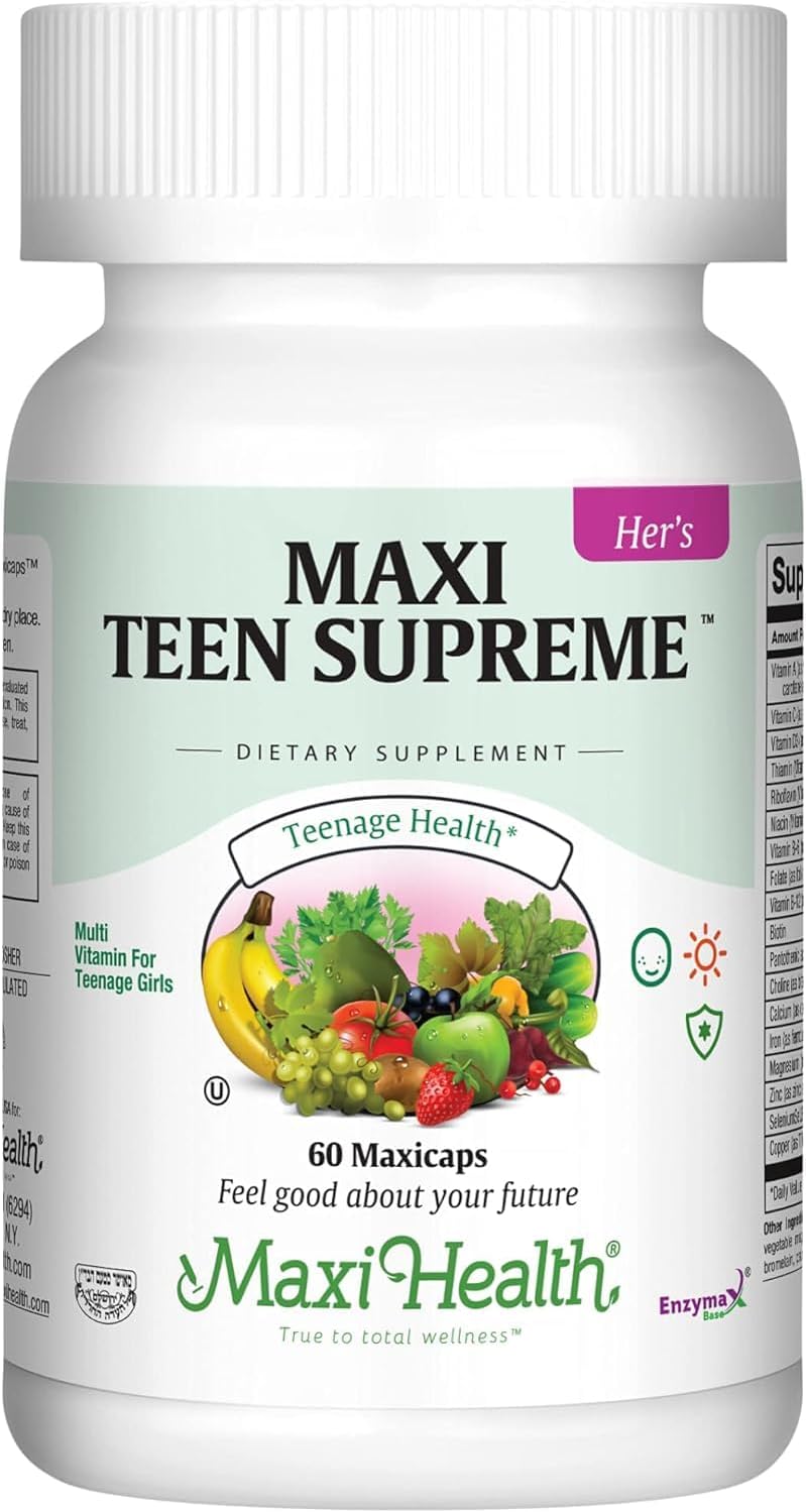 Teen Vitamins for Boys 12-17 - Teen Multivitamin Supreme with D3, Iron, Calcium, Biotin, Digestive Enzymes – Teenager Boy Multi Vitamins for Energy, Brain & Mood Support – 60 Count