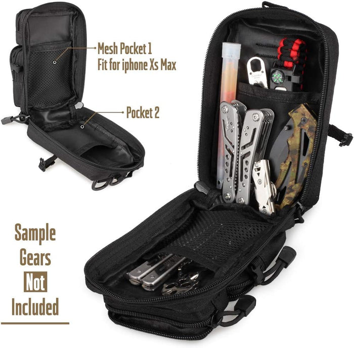 LIVANS Tactical Molle Utility Pouch, EDC Tool Pouch Tactical Phone Pouches Mini Waist Pouches Medical EDC IFAK Pack Mini Design of 3-Day Backpack