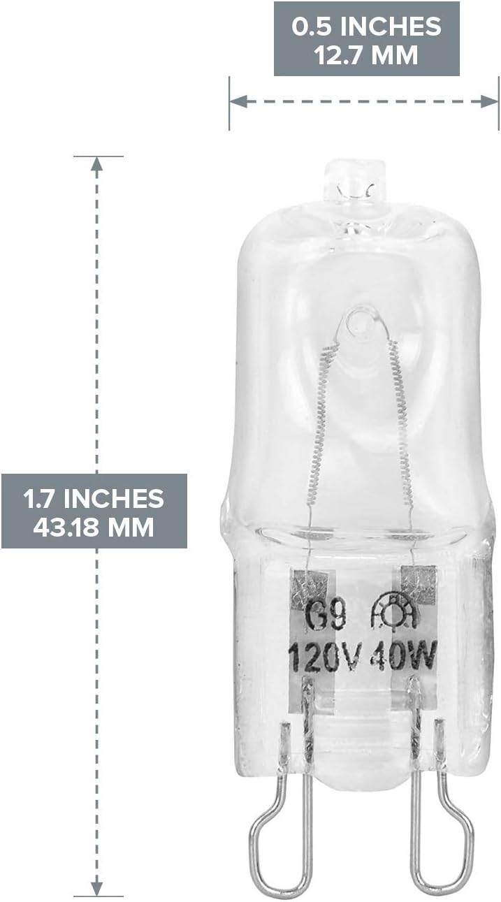 10 Pack Crystal Clear Lense 40W Q40/G9/CL/120V G9 JCD 40 Watt 120 Volt T4 JD Type Halogen House Hold Light Bulb Hanging Pendant Accent Type Spot Down Lamp Chandelier Sconce Fixture Lighting