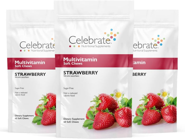 Celebrate Vitamins Bariatric Multivitamin Soft Chews - Essential Vitamins & Minerals, Sugar & Gluten Free - Gastric Bypass & Sleeve Gastrectomy Supplement - Berry (60ct)