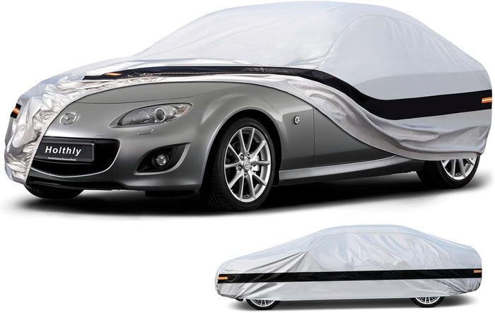 Holthly 10 Layers Car Cover Waterproof All Weather for Large SUV,100% Waterproof Outdoor Car Covers Rain Snow UV Dust Protection. Custom Fit for Chevy Tahoe, Traverse, Mercedes GLS, QX80, Patrol,etc