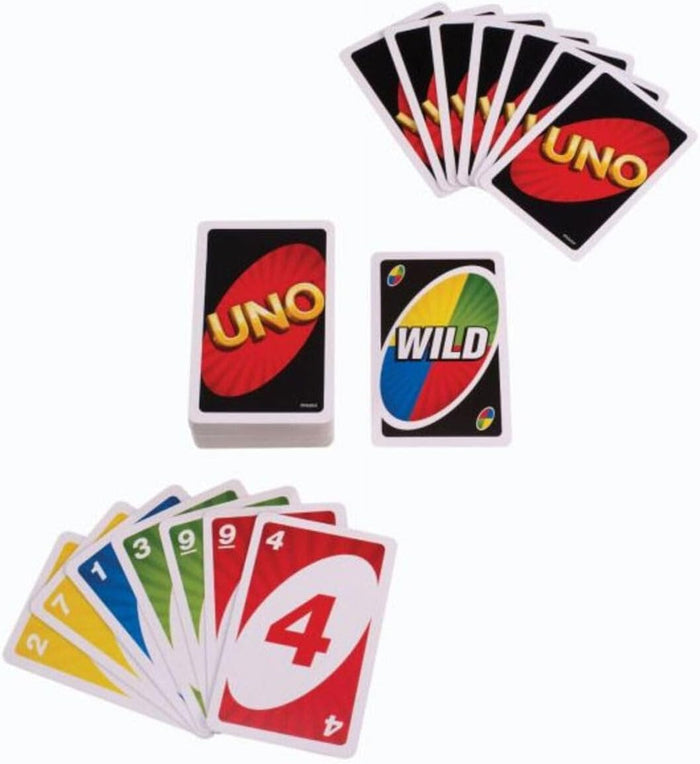 UNO - Classic Colour & Number Matching Card Game - 112 Cards - Customizable & Erasable Wild - Special Action Cards Included - Gift for Kids 7+, W2087