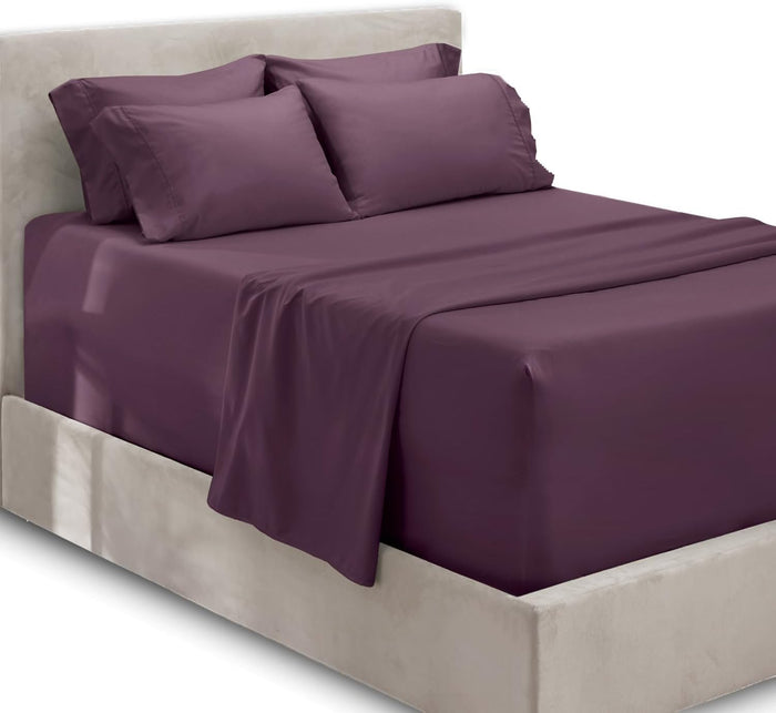 Hearth & Harbor Luxury Soft 6 Piece Bed Sheet Set Extra Deep Pocket Fitted Sheets Fits Mattress up to 21", Double Brushed Bedding, Queen, Teal
