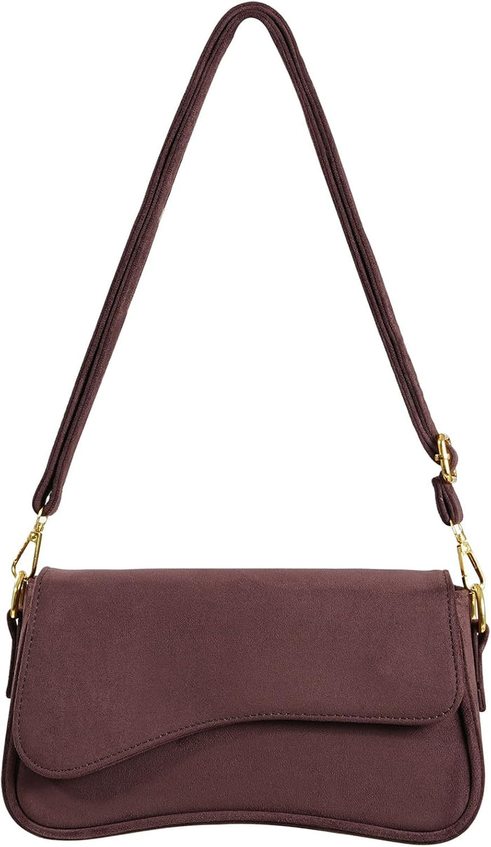 Shoulder Bag for Women Y2K Trendy Purse Vegan Leather Hobo Handbags Clutch Saddle Bag with 2 Removable Strap