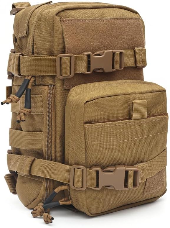 GZ XINXING Tactical Hydration Backpack, Outdoor Water Backpack Carrier Pack for Vest Backpack, Holds 1.5L Water Bladder, Mini MOLLE Tactical Backpack for Hiking, Biking, Running, Climbing