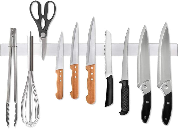 Ninonly 12 Inch Magnetic Knife Strip, Premium Stainless Steel Wall Mounted Kitchen Knives Bar,Space-Saving Powerful No Drilling Magnetic Knife Rack for Home Kitchen Utensil Holder & Tool Holder