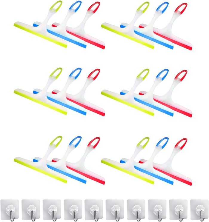 3 Pcs Shower Squeegee for Glass Doors, Car Window Squeegee, Streak-Free Mirror Cleaner Tool for Bathroom Kitchen Sink Countertop Tile Glass Shower Door Scraper Household Squeegees, with 3 Hooks
