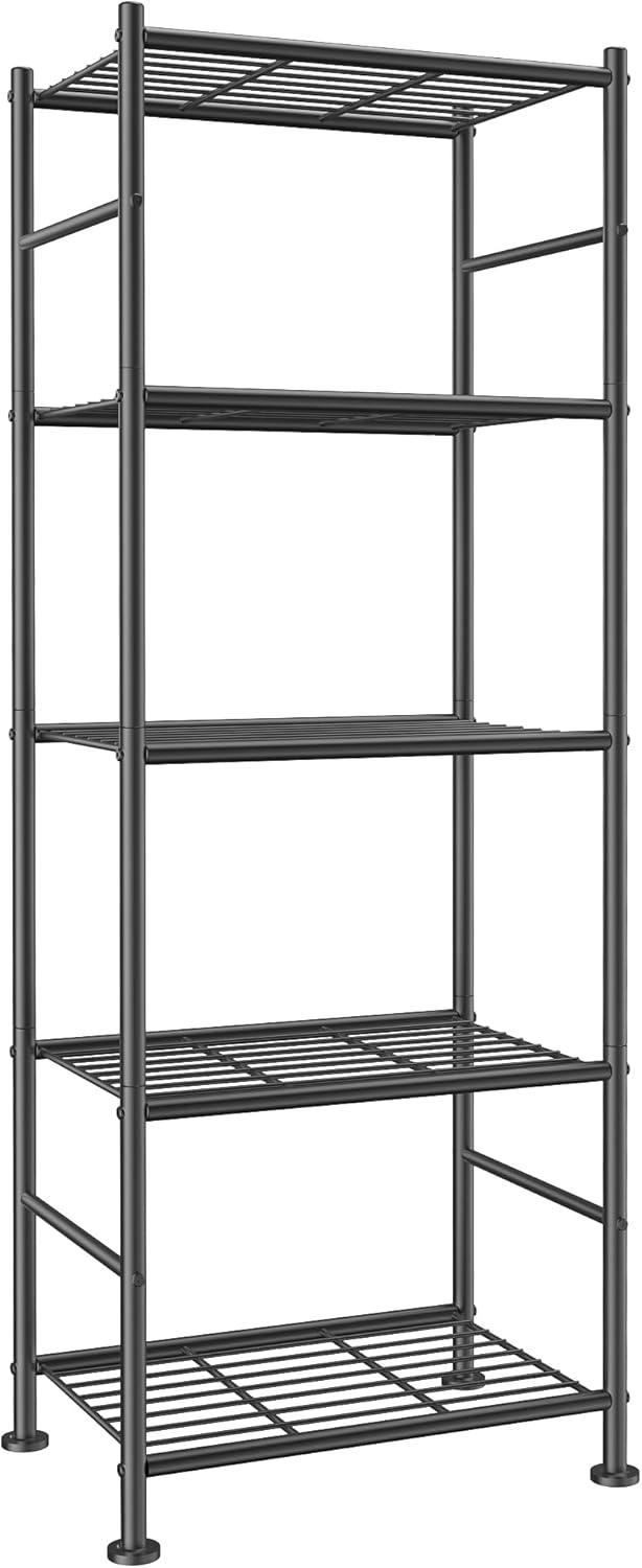 Storage Shelves - 3 Tier Shelf Organizer, Sturdy Metal Garage Shelving with Adjustable Leveling Feet, Space-Saving Shelves Organizer for Pantry, Laundry, Kitchen (18" x 12" x 30", Black)