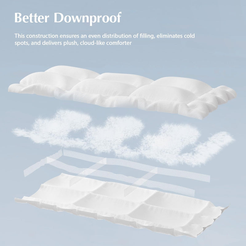 PACIFIC COAST Down Comforters King Size, 100% Cotton Duvet Insert, Extra Fluffy White Comforter, Ultra-Soft, Breathable, All Season Hotel Luxury Bedding Comforters, 8 Corner & Center Loops (106"x90")