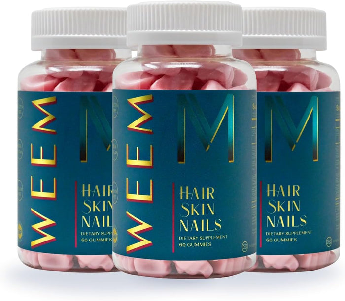 WEEM Hair Skin and Nails Gummies - Supports Healthy Hair - Vegan biotin Vitamins for Women & Men Supports Faster Hair Growth, Stronger Nails, Healthy Skin, Extra Strength (1)