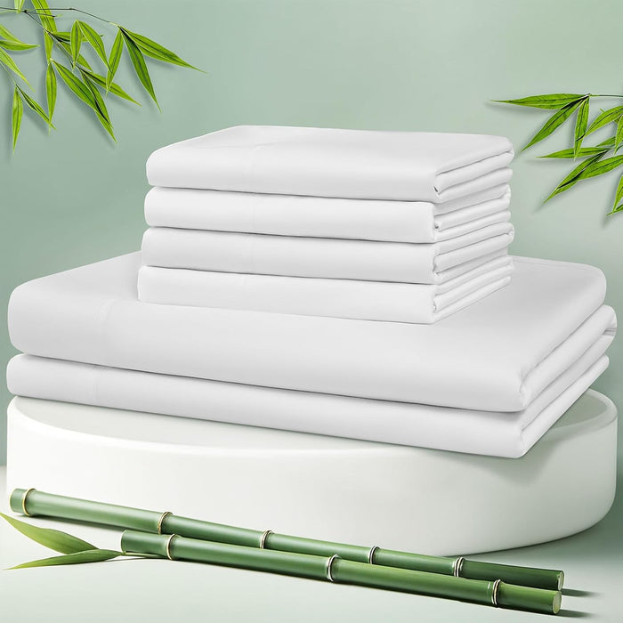 LBRO2M Cooling Bed Sheet 100% Viscose Derived from Bamboo Sheet Set 4 Piece Queen Size,Fit Up to 16" Deep Mattress, 1800 TC Sheet Super Soft Silky Smooth,Breathable Cool Bedding (Queen Dark Gray)