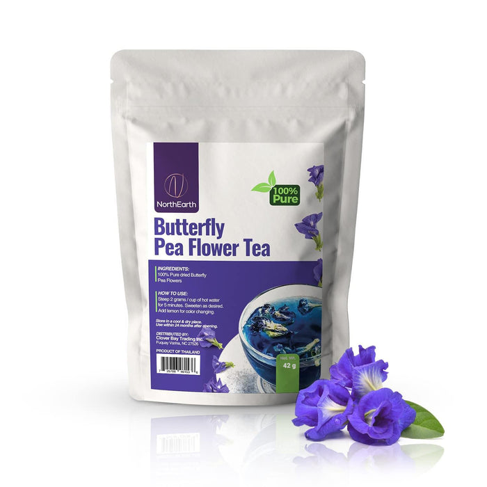NorthEarth 100% Pure Butterfly Pea Flower Tea - Blue Pea Tea Clitoria Ternatea Flower -1.48 Oz