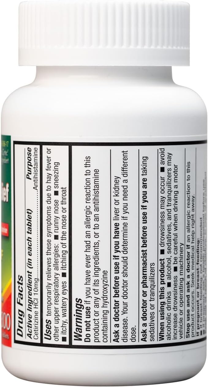 HealthA2Z® Allergy Relief | Cetirizine 10mg | All Day Allergy Relief | Indoor & Outdoor | Relief from Itchy Throat, Sneezing, Runny Noses (300 Count (Pack of 1))