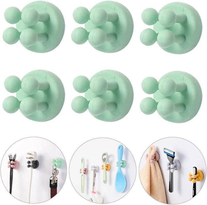 iBetterLife Self-adhesive Silicone Hook Holders - 5Pcs Mounted to Wall for Clipping Hanging Toothbrush Razor Towel Key Plug Cable, Utility Holders for Kitchen Bathroom Home Office Dorm Room Essentials