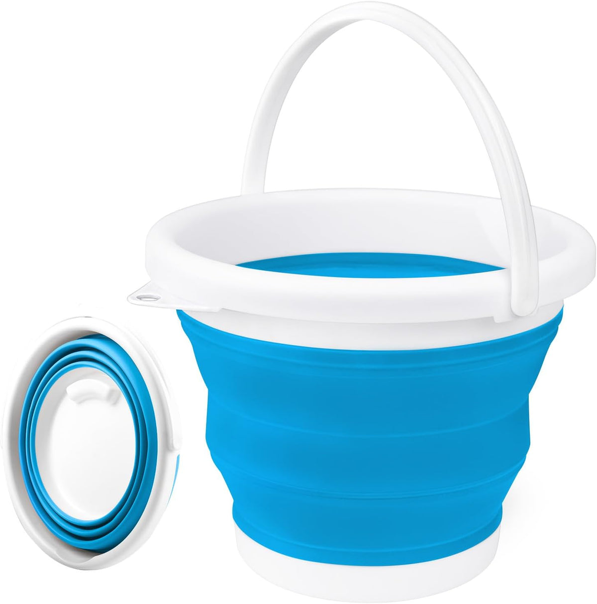 Collapsible Bucket with Handle 10L(2.6 Gallon), Portable Mop Bucket for Cleaning, Silicone Ice Buckets for Outdoor Camping Fishing Car Washing Household Cleaning Supplies, Large Plastic Wash Basin Tub