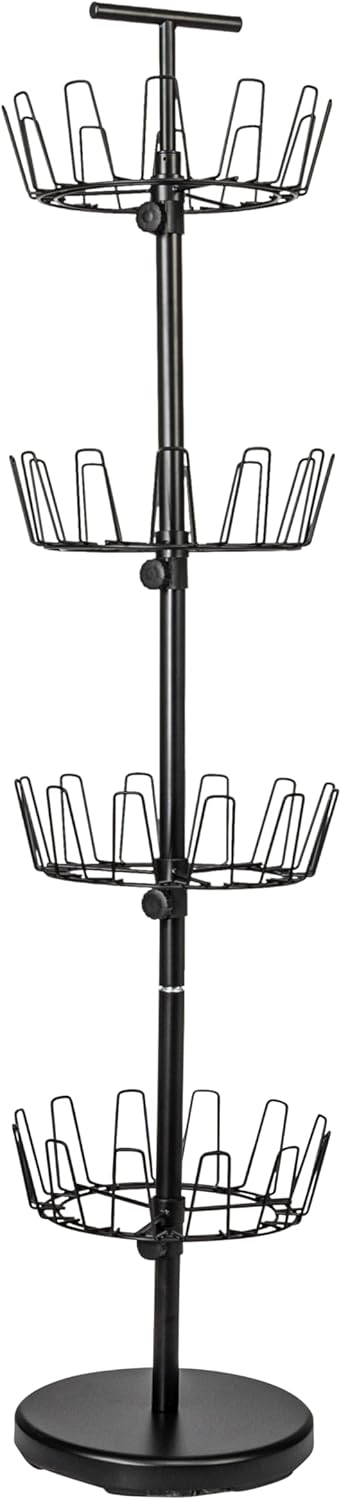 Household Essentials 4-Tier Shoe Storage Tree, Matte Black