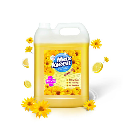 Wipro Maxkleen Citrus Joy Floor Cleaning Liquid 5Ltr| Refill Pack |Disinfectant Floor Cleaner with 99.99% Germ Protection| All Purpose Tile, Floor & Wall Cleaner.