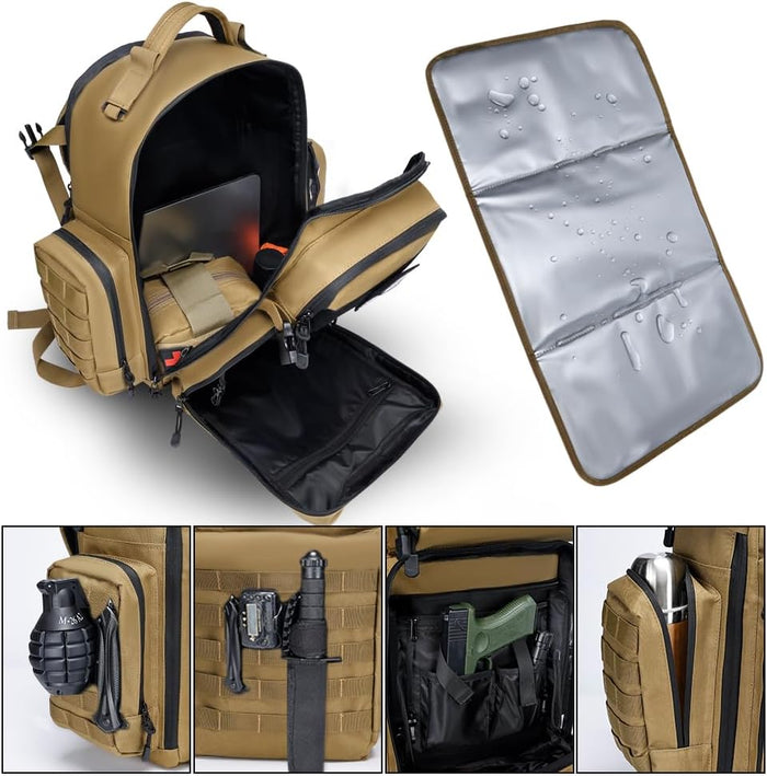 Military Tactical Backpack,Large Army Bag for Men and Women Molle Bag,Heavy Duty Rucksack Range (Green Brown)