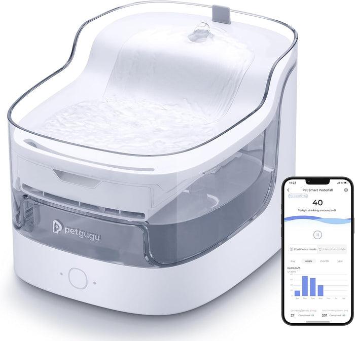 Cat Water Fountain, Automatic Water Dispenser, 2L Pet Water Fountain Transparent Water Tank, 8 Layers Filters Cat Fountain Dog Water Fountain Wireless Pump 2.4G WiFi PF1L