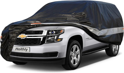 Holthly 10 Layers Car Cover Waterproof All Weather for Large SUV,100% Waterproof Outdoor Car Covers Rain Snow UV Dust Protection. Custom Fit for Chevy Tahoe, Traverse, Mercedes GLS, QX80, Patrol,etc