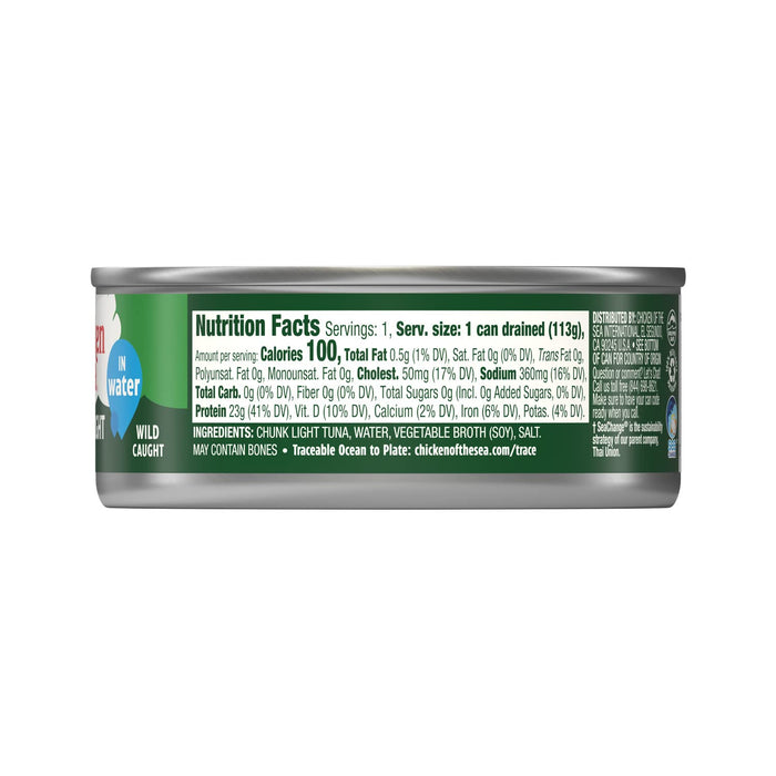 Chicken of the Sea Wild Caught Chunk Light Tuna, 5 Ounce Cans, 24-Count – High Protein 100% Classic Chunk Tuna in Water – Delicious, Easy, Nutritious Ready to Eat Meals