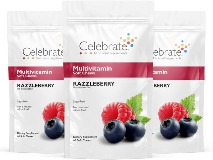 Celebrate Vitamins Bariatric Multivitamin Soft Chews - Essential Vitamins & Minerals, Sugar & Gluten Free - Gastric Bypass & Sleeve Gastrectomy Supplement - Berry (60ct)