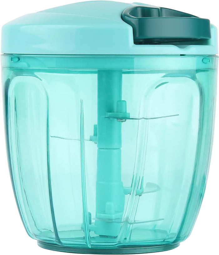 Ourokhome Manual Food Processor Vegetable Chopper, Portable Hand Pull String Garlic Mincer Onion Cutter for Veggies, Ginger, Fruits, Nuts, Herbs, etc., 500ml, Green