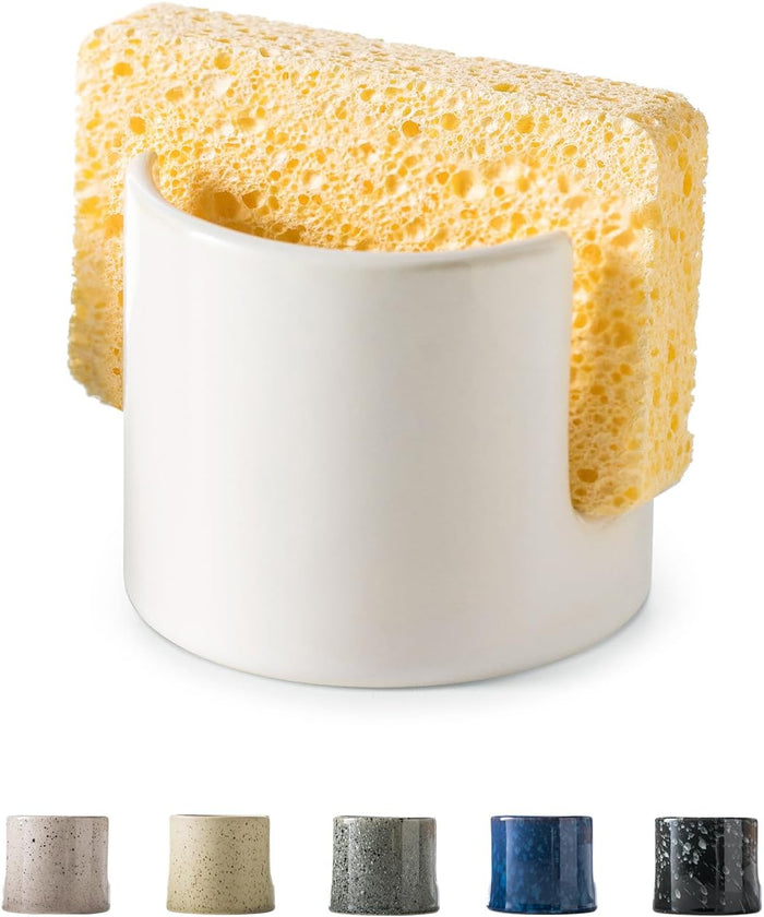 Checkered Sponge Holder for Kitchen Sink, Ceramic Dish Sponge Dish Rack Scrubby Holder Kitchen Organizer Cute Sink Caddy Organizer, Farmhouse Decor, Black and White